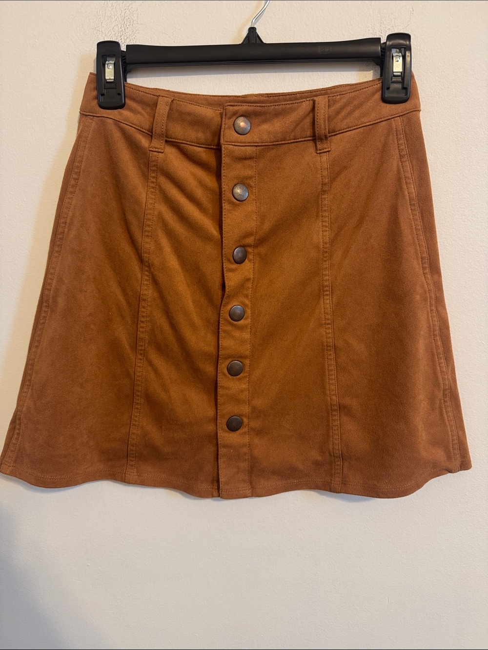Mossimo Supply Co. Button-Front A-Line Skirt in Rust Brown